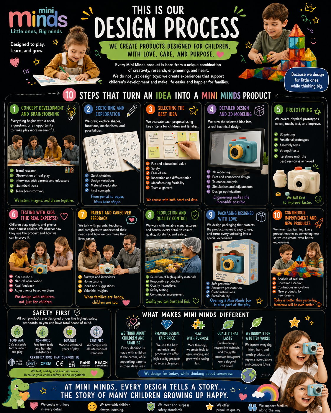Mini Minds design process — 10 steps that turn an idea into a Mini Minds product