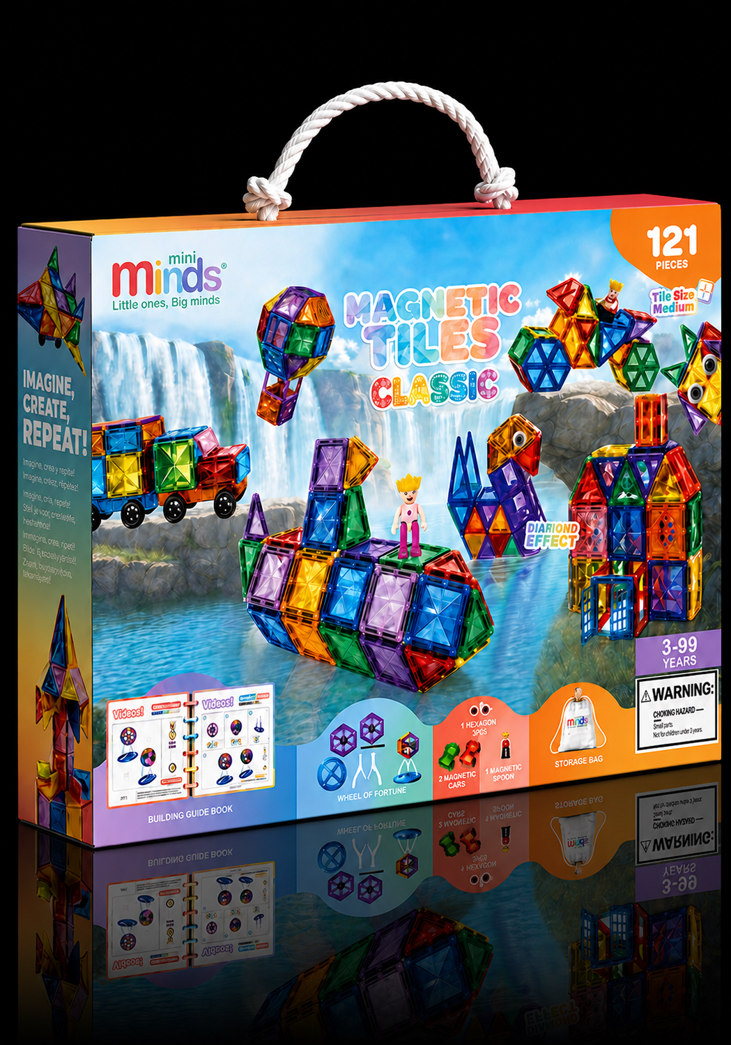 Mini Minds Magnetic Tiles Classic 121 pieces